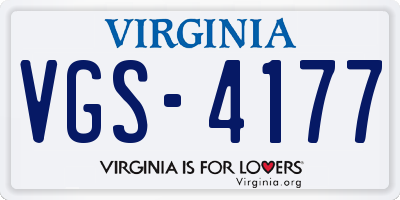 VA license plate VGS4177