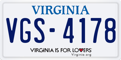 VA license plate VGS4178