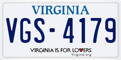 VA license plate VGS4179