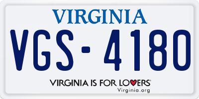 VA license plate VGS4180