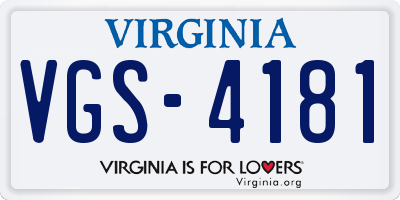 VA license plate VGS4181