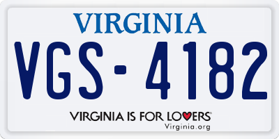 VA license plate VGS4182