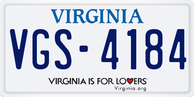 VA license plate VGS4184
