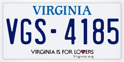 VA license plate VGS4185