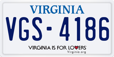 VA license plate VGS4186
