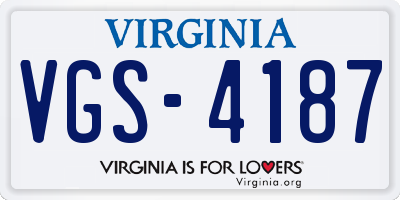 VA license plate VGS4187