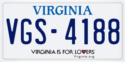 VA license plate VGS4188