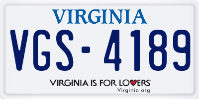 VA license plate VGS4189