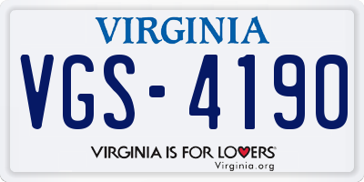 VA license plate VGS4190