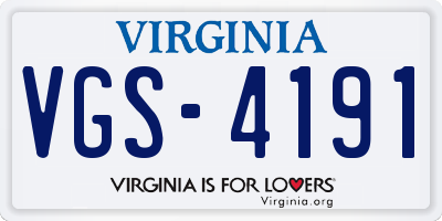 VA license plate VGS4191