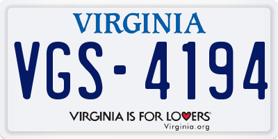 VA license plate VGS4194