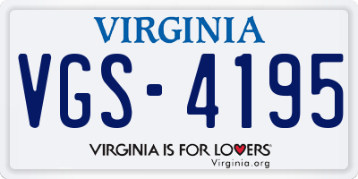 VA license plate VGS4195