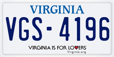 VA license plate VGS4196