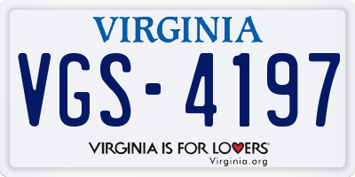 VA license plate VGS4197