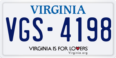 VA license plate VGS4198