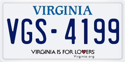 VA license plate VGS4199