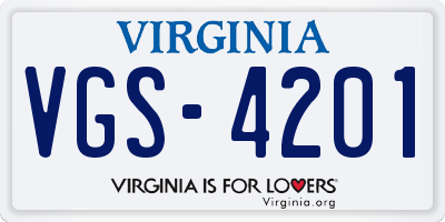 VA license plate VGS4201