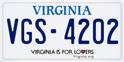VA license plate VGS4202