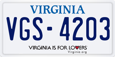 VA license plate VGS4203