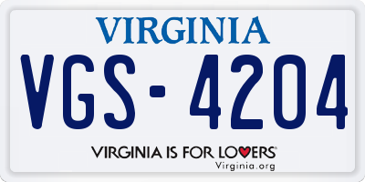 VA license plate VGS4204
