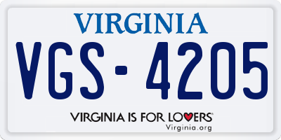 VA license plate VGS4205