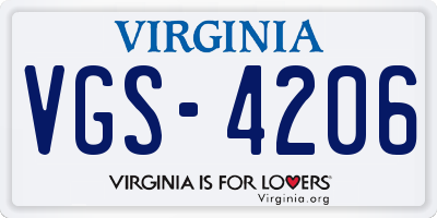 VA license plate VGS4206