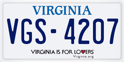 VA license plate VGS4207