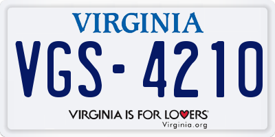 VA license plate VGS4210