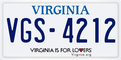 VA license plate VGS4212