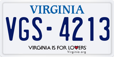 VA license plate VGS4213