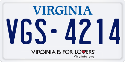 VA license plate VGS4214
