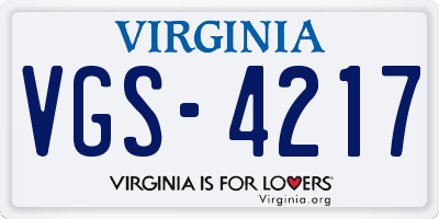 VA license plate VGS4217
