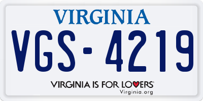 VA license plate VGS4219