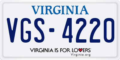 VA license plate VGS4220