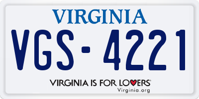 VA license plate VGS4221