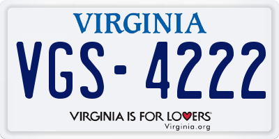 VA license plate VGS4222