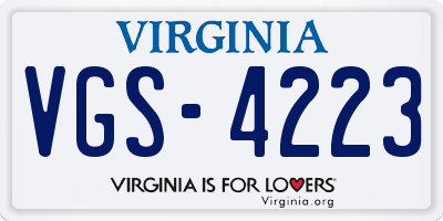 VA license plate VGS4223