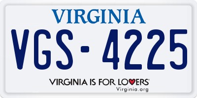 VA license plate VGS4225