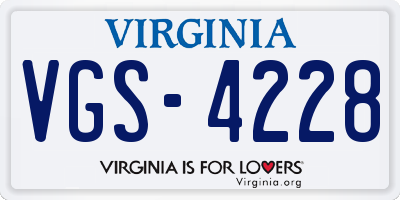 VA license plate VGS4228