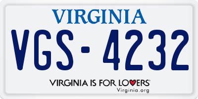 VA license plate VGS4232