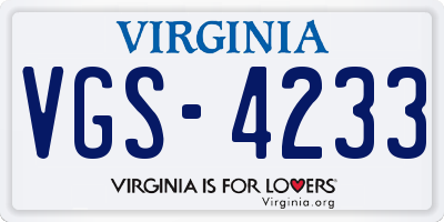 VA license plate VGS4233