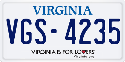 VA license plate VGS4235