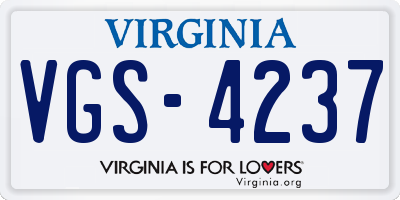 VA license plate VGS4237