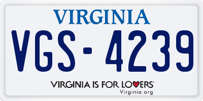 VA license plate VGS4239