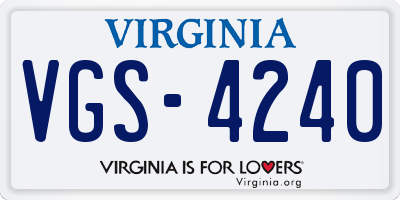 VA license plate VGS4240