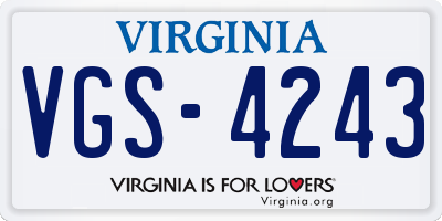 VA license plate VGS4243