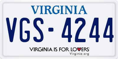 VA license plate VGS4244