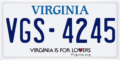 VA license plate VGS4245