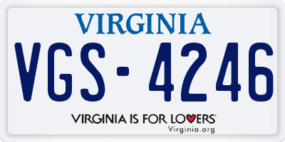 VA license plate VGS4246