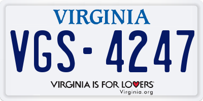 VA license plate VGS4247
